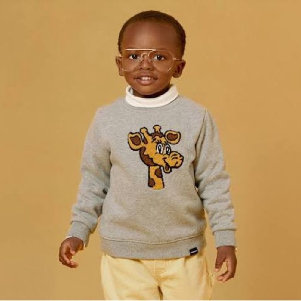 Bonobos Kids Toys "R "Us Geoffrey Giraffe Crew Neck Sweatshirt Graphite Grey $69